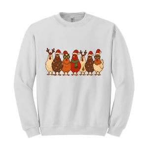 Christmas Chickens Sweatshirt, Christmas Farm Hoodie, Animals Hoodie, Cute Chicken Hoodie, Christmas Holiday Hoodie