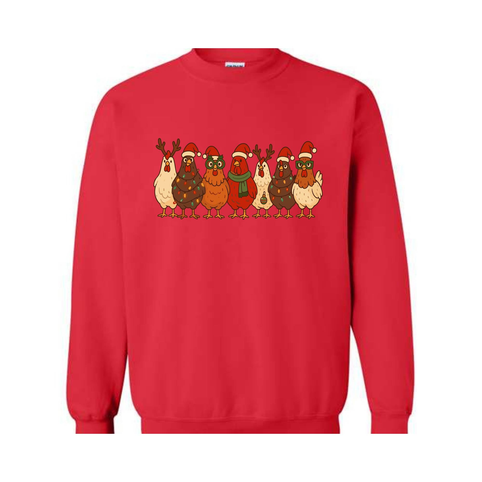 Christmas Chickens Sweatshirt, Christmas Farm Hoodie, Animals Hoodie, Cute Chicken Hoodie, Christmas Holiday Hoodie