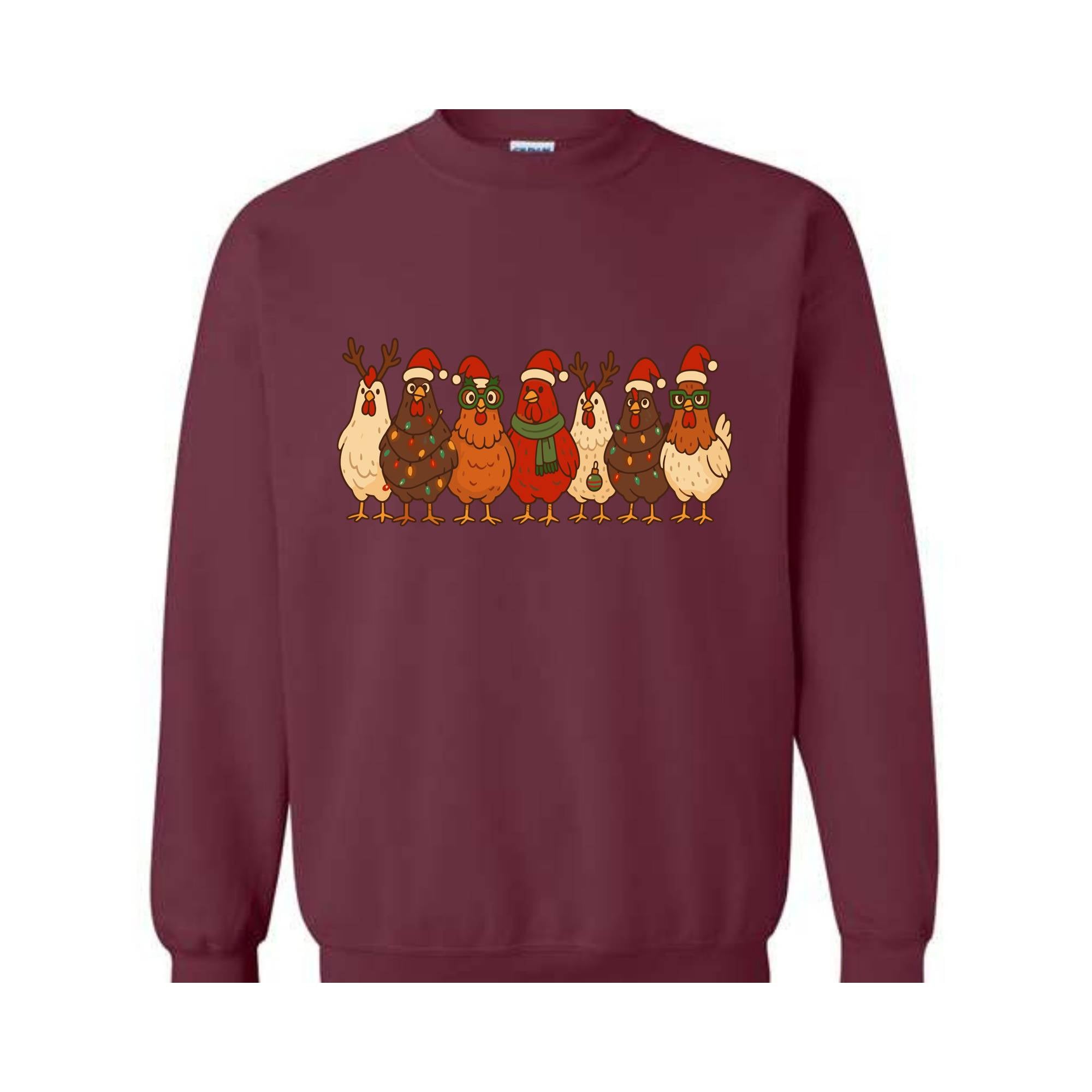 Christmas Chickens Sweatshirt, Christmas Farm Hoodie, Animals Hoodie, Cute Chicken Hoodie, Christmas Holiday Hoodie