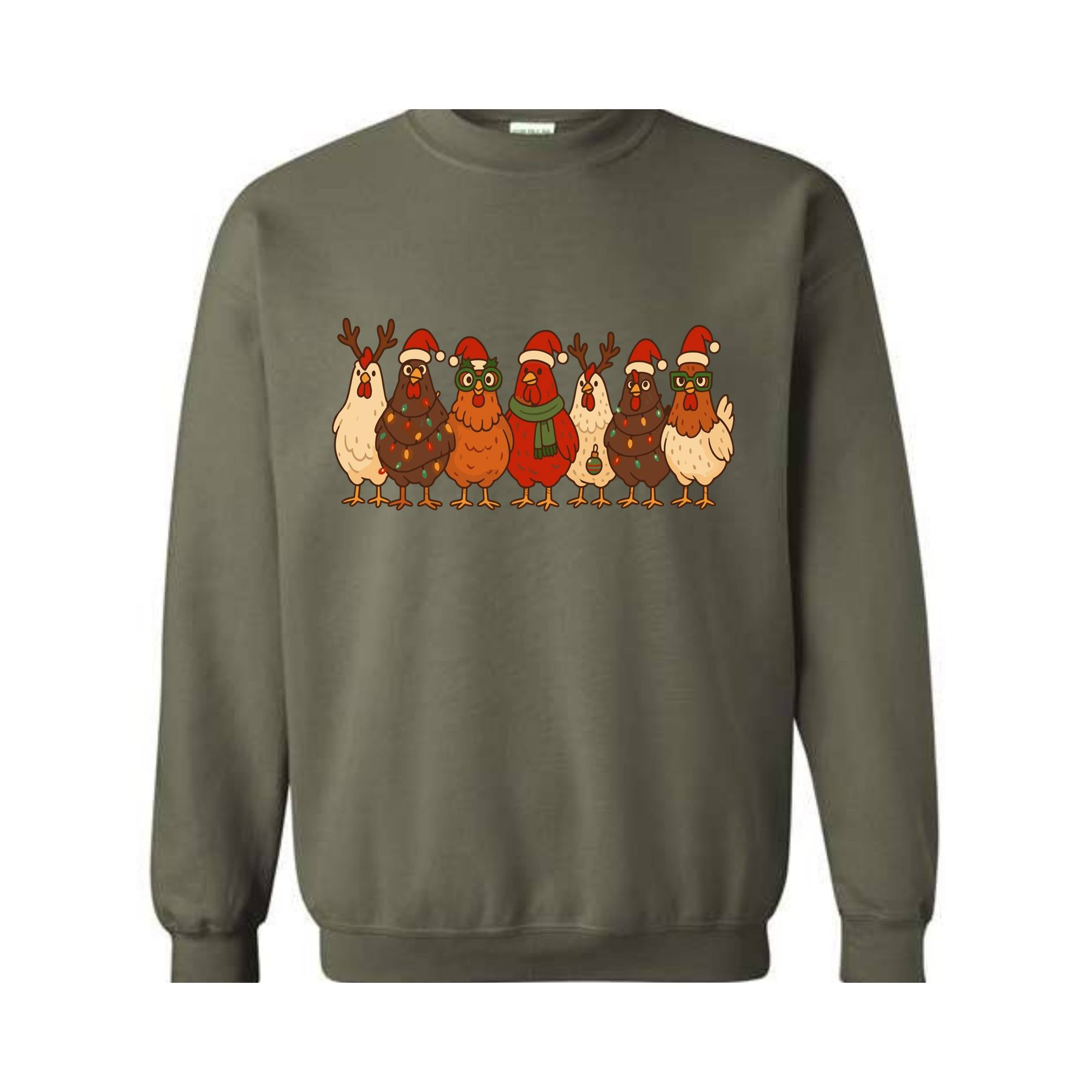 Christmas Chickens Sweatshirt, Christmas Farm Hoodie, Animals Hoodie, Cute Chicken Hoodie, Christmas Holiday Hoodie