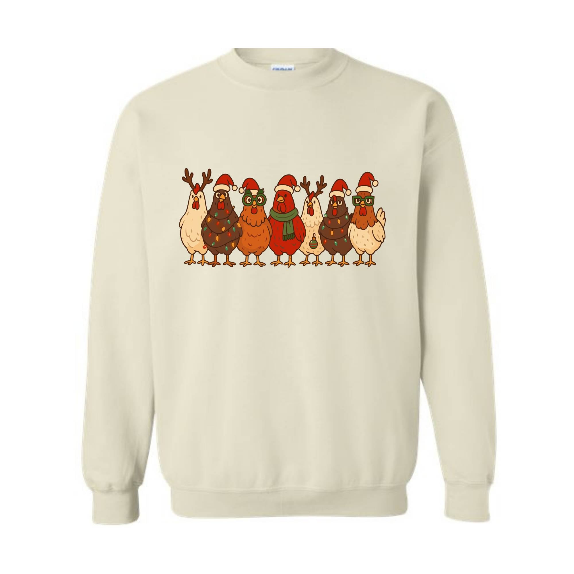 Christmas Chickens Sweatshirt, Christmas Farm Hoodie, Animals Hoodie, Cute Chicken Hoodie, Christmas Holiday Hoodie