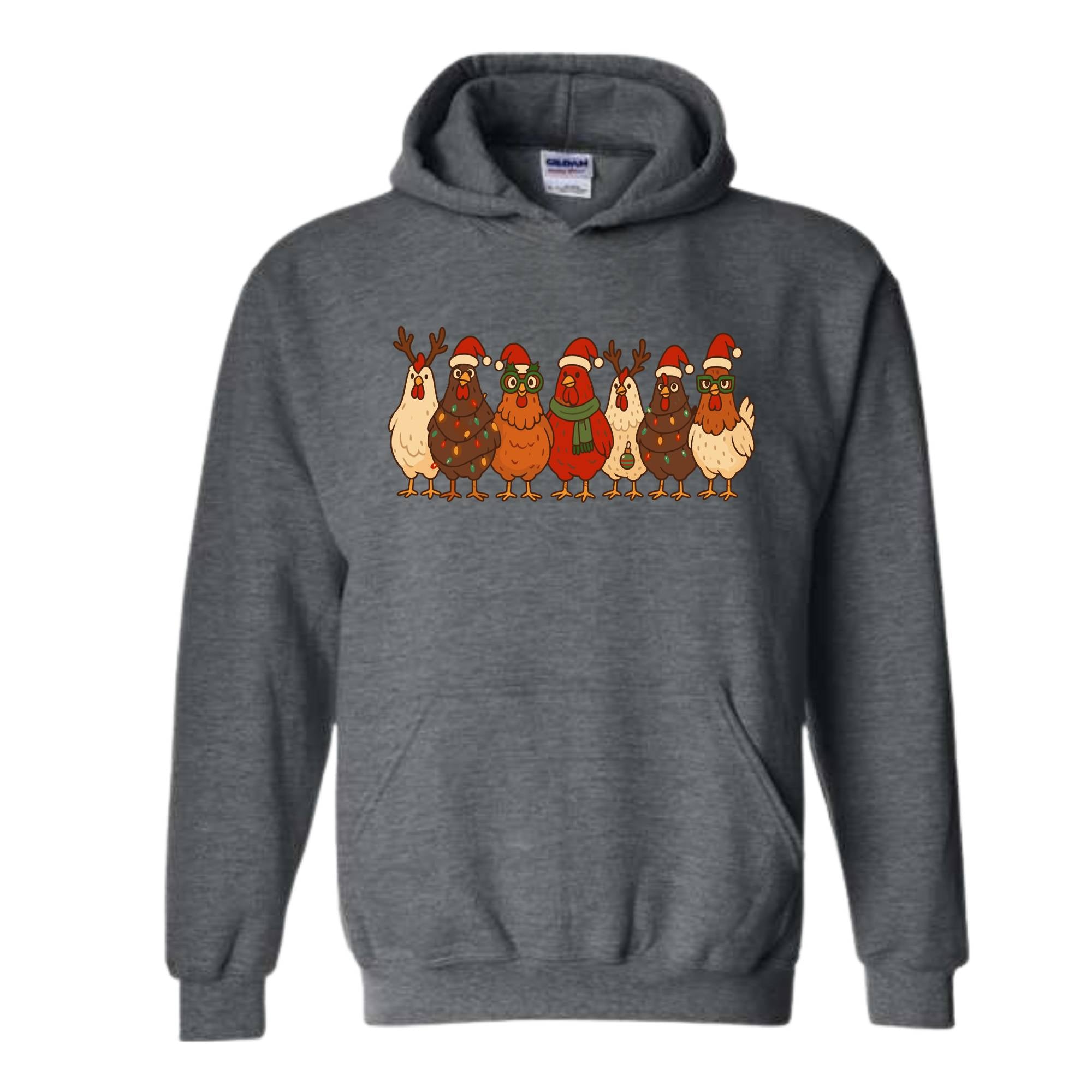 Christmas Chickens Sweatshirt, Christmas Farm Hoodie, Animals Hoodie, Cute Chicken Hoodie, Christmas Holiday Hoodie