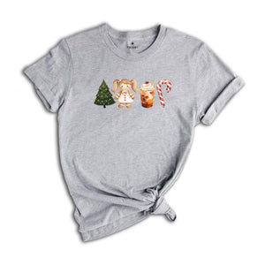 Christmas Coffee Latte Shirt, Christmas Gingerbread Boy Candy Cane Latte T-Shirt, Red Christmas Tree and Coffee Tee