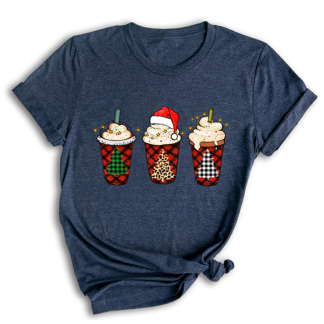 Christmas Coffee Tree Shirt, Coffee Lover T-Shirt, Christmas Snowman Latte Coffee, Christmas Outfit, Holiday Tee