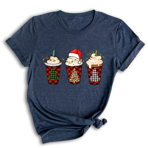 Christmas Coffee Tree Shirt, Coffee Lover T-Shirt, Christmas Snowman Latte Coffee, Christmas Outfit, Holiday Tee