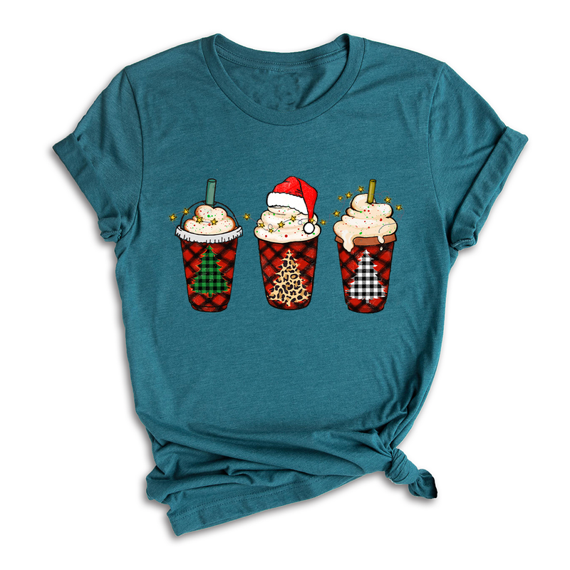 Christmas Coffee Tree Shirt, Coffee Lover T-Shirt, Christmas Snowman Latte Coffee, Christmas Outfit, Holiday Tee