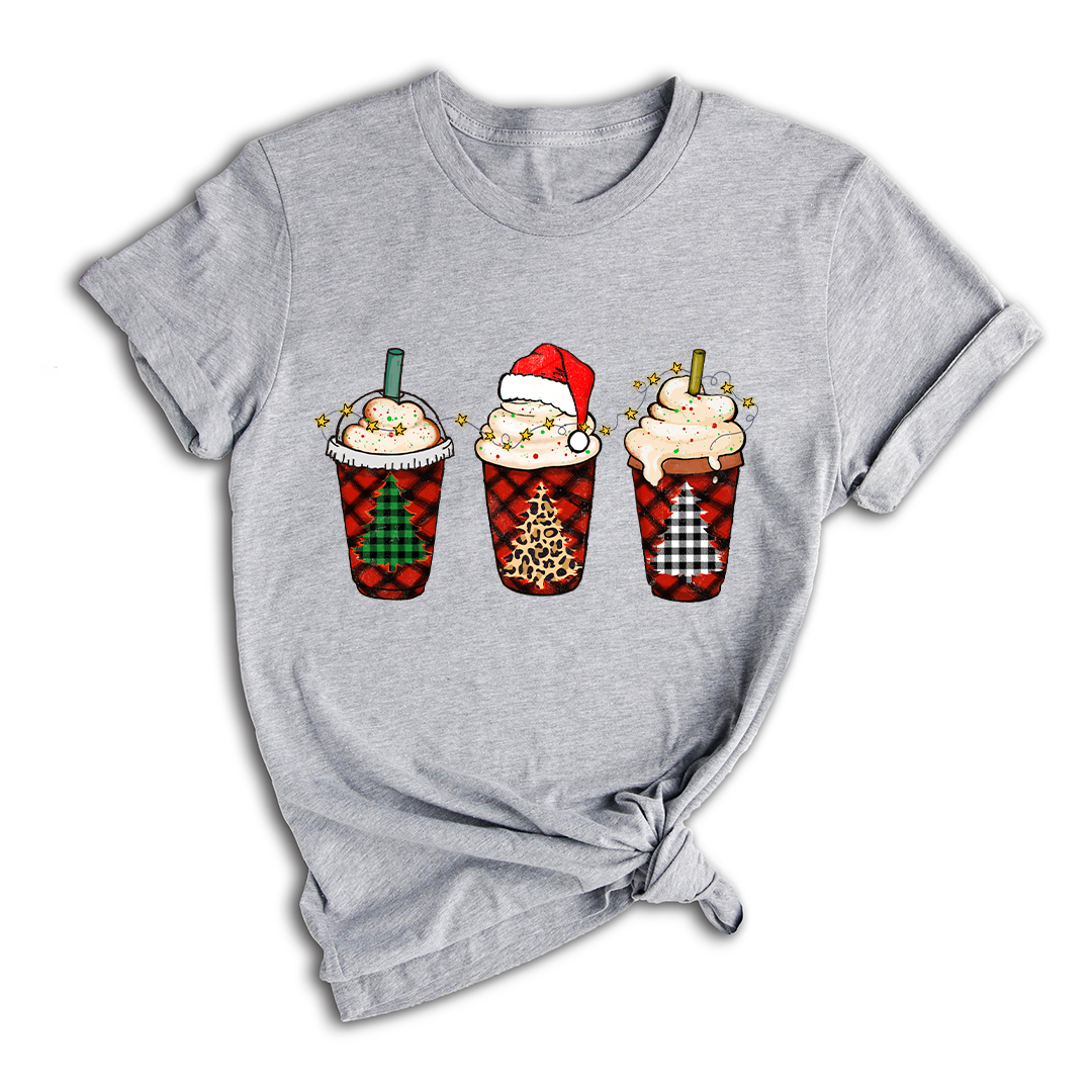 Christmas Coffee Tree Shirt, Coffee Lover T-Shirt, Christmas Snowman Latte Coffee, Christmas Outfit, Holiday Tee
