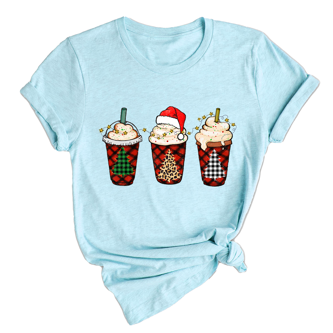 Christmas Coffee Tree Shirt, Coffee Lover T-Shirt, Christmas Snowman Latte Coffee, Christmas Outfit, Holiday Tee