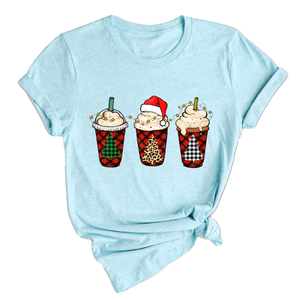 Christmas Coffee Tree Shirt, Coffee Lover T-Shirt, Christmas Snowman Latte Coffee, Christmas Outfit, Holiday Tee