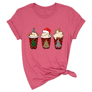 Christmas Coffee Tree Shirt, Coffee Lover T-Shirt, Christmas Snowman Latte Coffee, Christmas Outfit, Holiday Tee