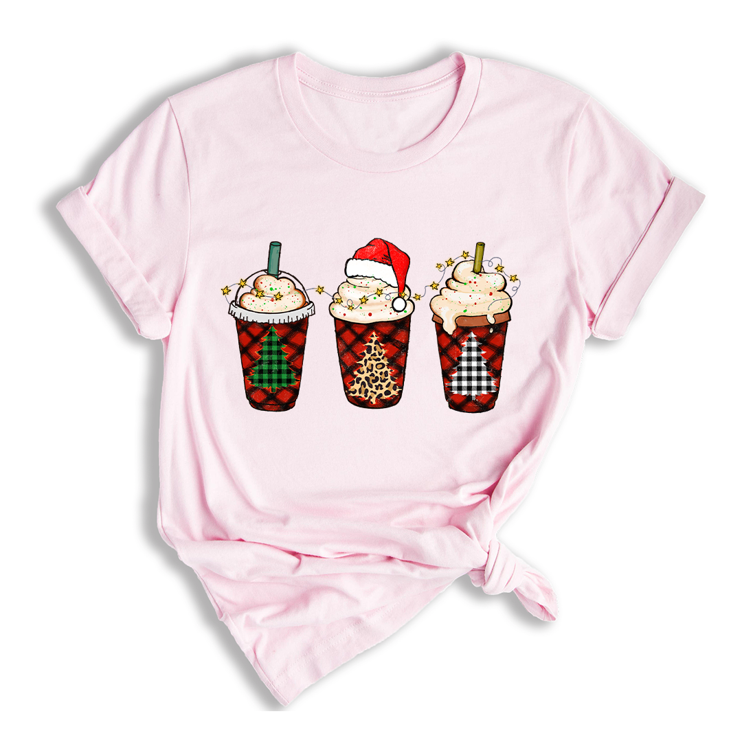 Christmas Coffee Tree Shirt, Coffee Lover T-Shirt, Christmas Snowman Latte Coffee, Christmas Outfit, Holiday Tee