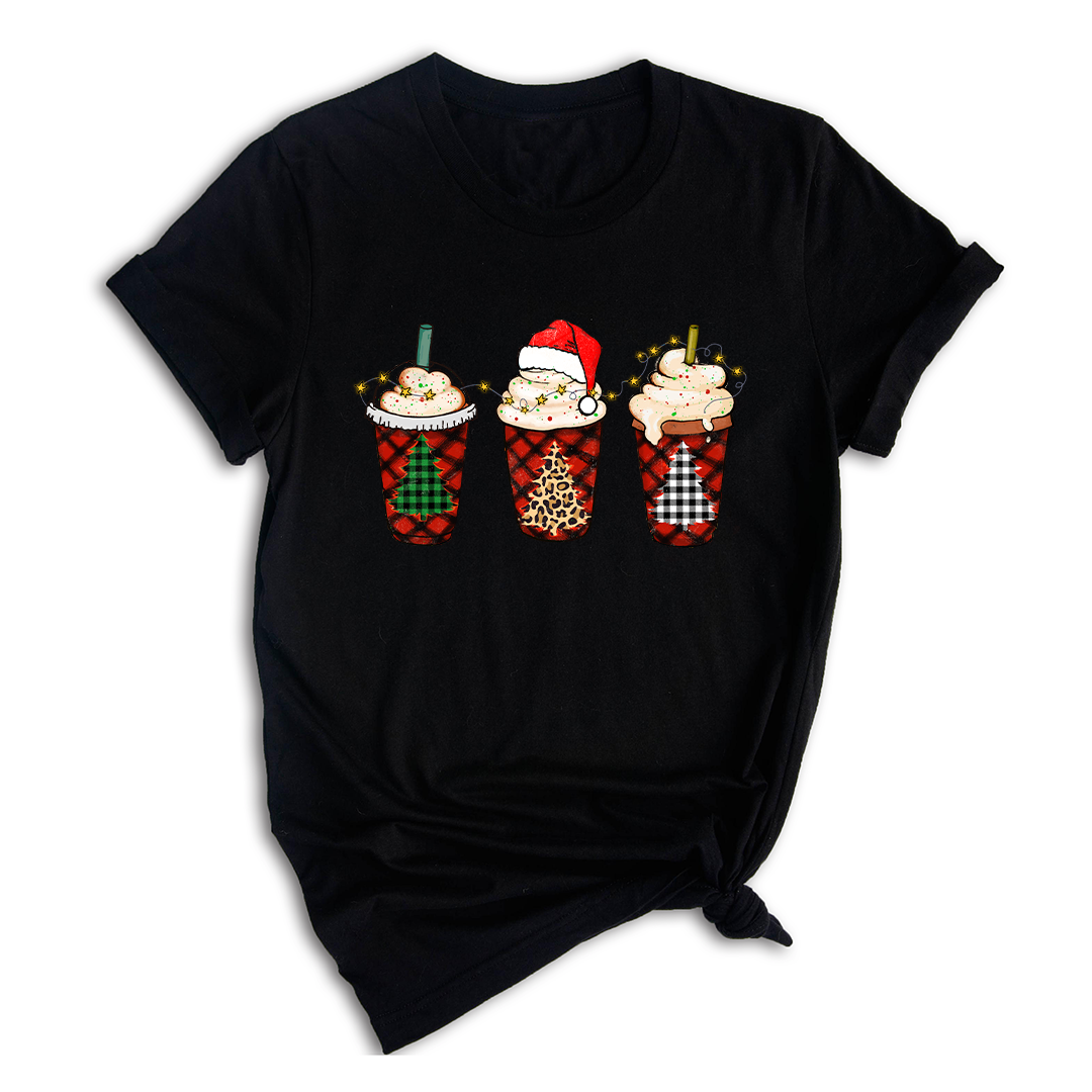 Christmas Coffee Tree Shirt, Coffee Lover T-Shirt, Christmas Snowman Latte Coffee, Christmas Outfit, Holiday Tee