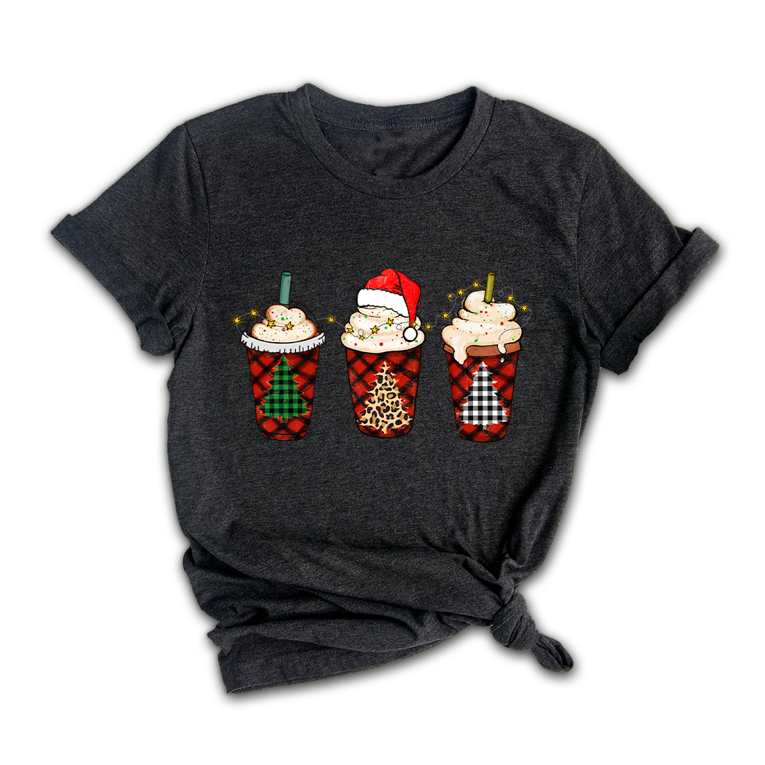 Christmas Coffee Tree Shirt, Coffee Lover T-Shirt, Christmas Snowman Latte Coffee, Christmas Outfit, Holiday Tee