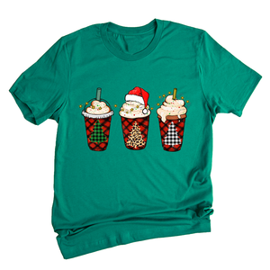 Christmas Coffee Tree Shirt, Coffee Lover T-Shirt, Christmas Snowman Latte Coffee, Christmas Outfit, Holiday Tee
