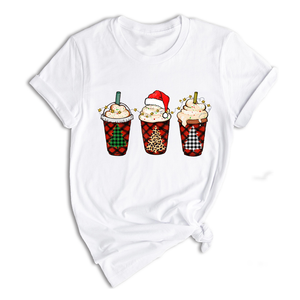 Christmas Coffee Tree Shirt, Coffee Lover T-Shirt, Christmas Snowman Latte Coffee, Christmas Outfit, Holiday Tee