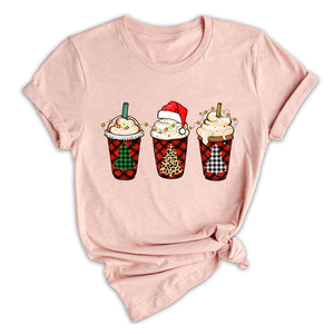 Christmas Coffee Tree Shirt, Coffee Lover T-Shirt, Christmas Snowman Latte Coffee, Christmas Outfit, Holiday Tee