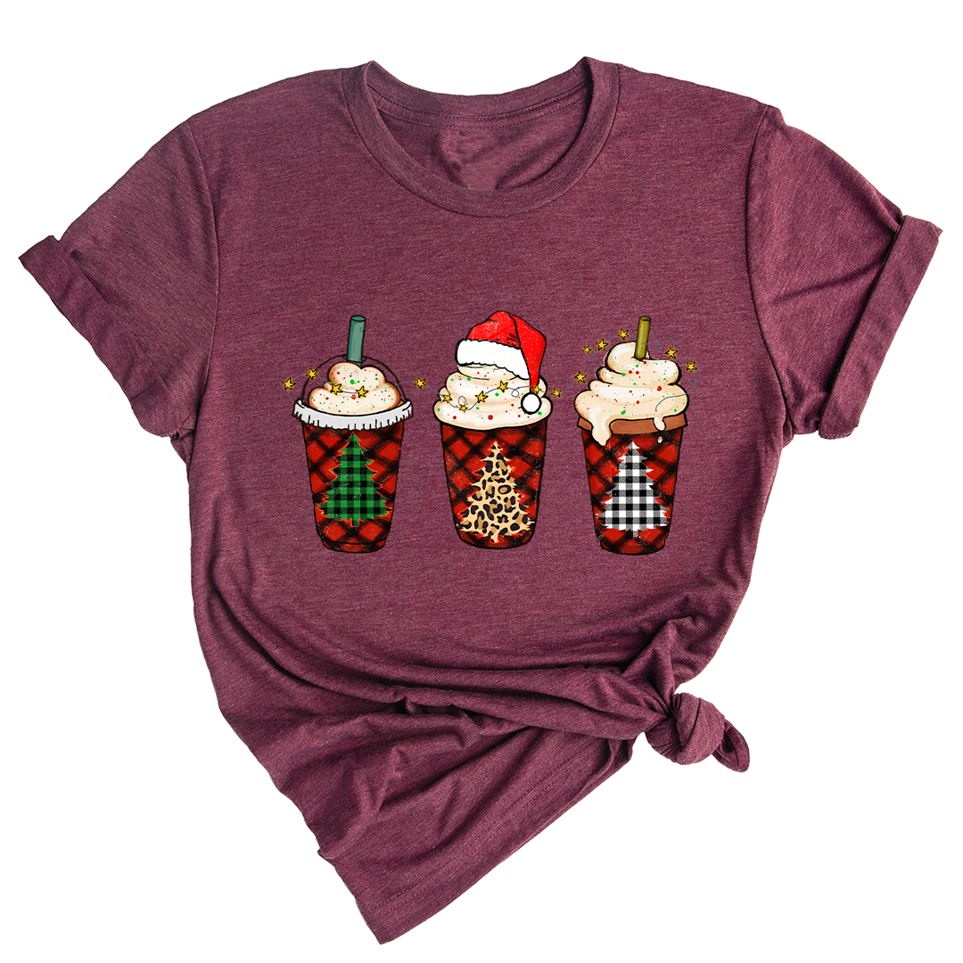 Christmas Coffee Tree Shirt, Coffee Lover T-Shirt, Christmas Snowman Latte Coffee, Christmas Outfit, Holiday Tee