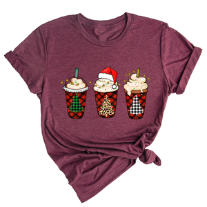 Christmas Coffee Tree Shirt, Coffee Lover T-Shirt, Christmas Snowman Latte Coffee, Christmas Outfit, Holiday Tee