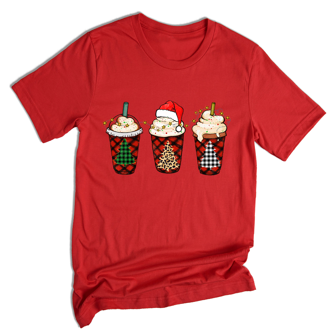 Christmas Coffee Tree Shirt, Coffee Lover T-Shirt, Christmas Snowman Latte Coffee, Christmas Outfit, Holiday Tee