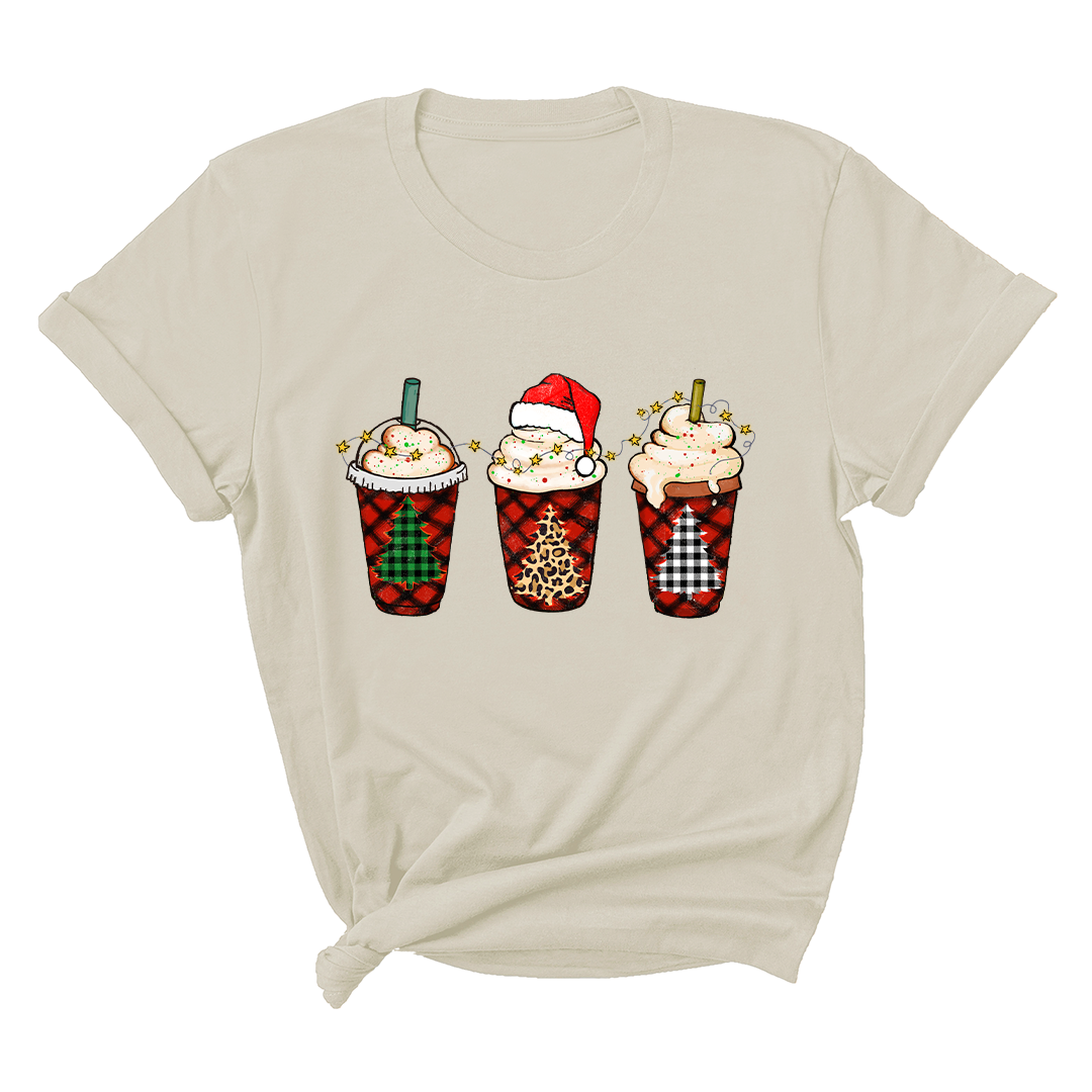 Christmas Coffee Tree Shirt, Coffee Lover T-Shirt, Christmas Snowman Latte Coffee, Christmas Outfit, Holiday Tee