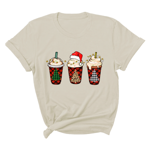 Christmas Coffee Tree Shirt, Coffee Lover T-Shirt, Christmas Snowman Latte Coffee, Christmas Outfit, Holiday Tee