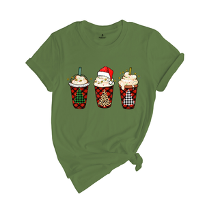 Christmas Coffee Tree Shirt, Coffee Lover T-Shirt, Christmas Snowman Latte Coffee, Christmas Outfit, Holiday Tee