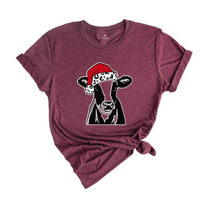 Christmas Cow Shirt, Funny Christmas Shirt, Animal Christmas Shirt, Santa T-Shirt, Holiday Apparel, Cow Xmas Shirt