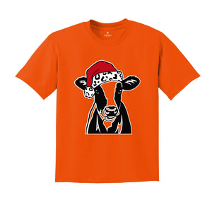 Christmas Cow Shirt, Funny Christmas Shirt, Animal Christmas Shirt, Santa T-Shirt, Holiday Apparel, Cow Xmas Shirt