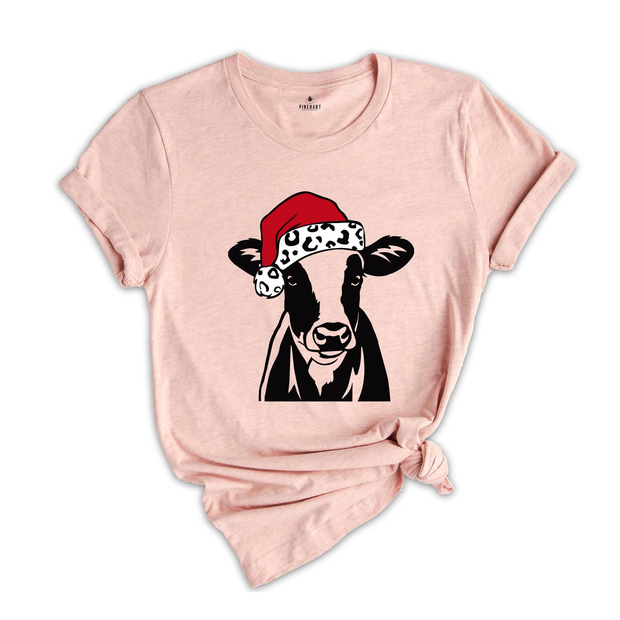 Christmas Cow Shirt, Funny Christmas Shirt, Animal Christmas Shirt, Santa T-Shirt, Holiday Apparel, Cow Xmas Shirt