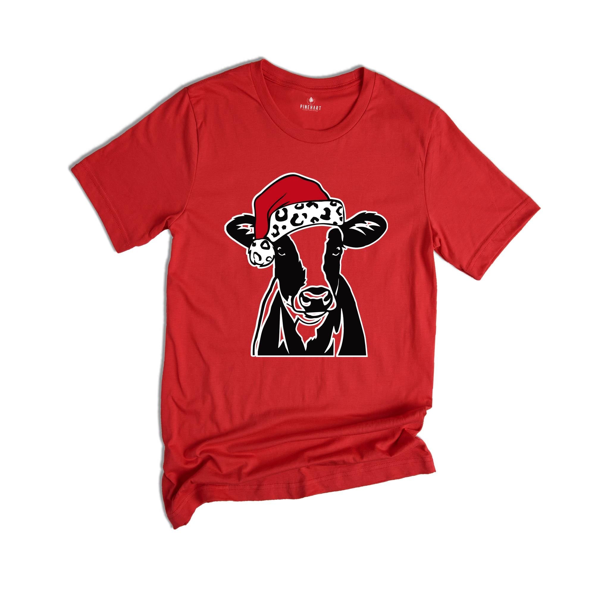 Christmas Cow Shirt, Funny Christmas Shirt, Animal Christmas Shirt, Santa T-Shirt, Holiday Apparel, Cow Xmas Shirt