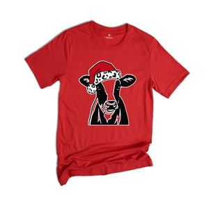 Christmas Cow Shirt, Funny Christmas Shirt, Animal Christmas Shirt, Santa T-Shirt, Holiday Apparel, Cow Xmas Shirt