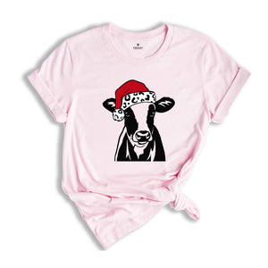 Christmas Cow Shirt, Funny Christmas Shirt, Animal Christmas Shirt, Santa T-Shirt, Holiday Apparel, Cow Xmas Shirt