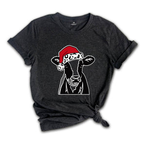 Christmas Cow Shirt, Funny Christmas Shirt, Animal Christmas Shirt, Santa T-Shirt, Holiday Apparel, Cow Xmas Shirt