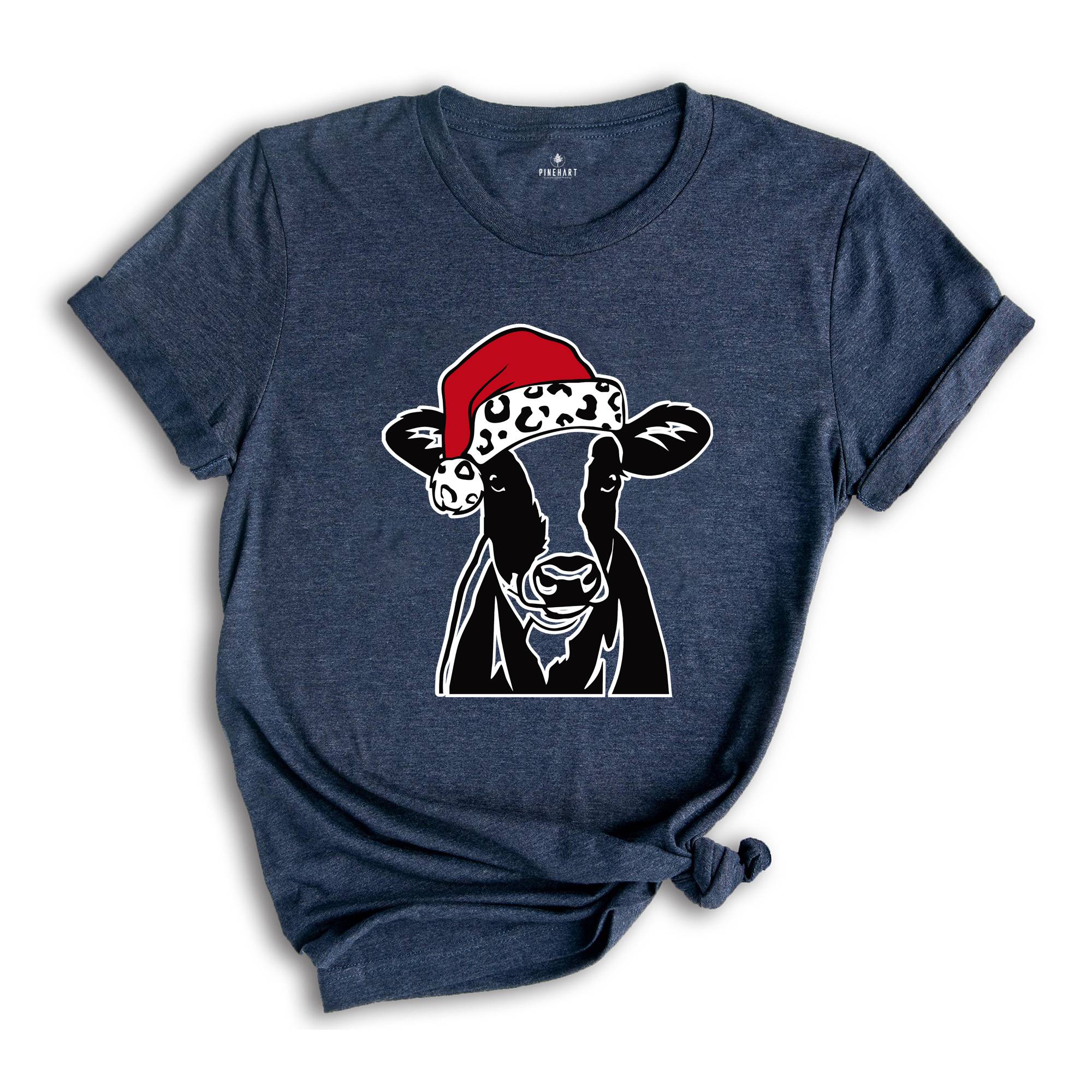 Christmas Cow Shirt, Funny Christmas Shirt, Animal Christmas Shirt, Santa T-Shirt, Holiday Apparel, Cow Xmas Shirt