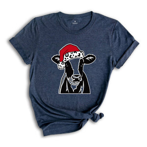 Christmas Cow Shirt, Funny Christmas Shirt, Animal Christmas Shirt, Santa T-Shirt, Holiday Apparel, Cow Xmas Shirt