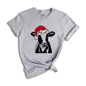 Christmas Cow Shirt, Funny Christmas Shirt, Animal Christmas Shirt, Santa T-Shirt, Holiday Apparel, Cow Xmas Shirt