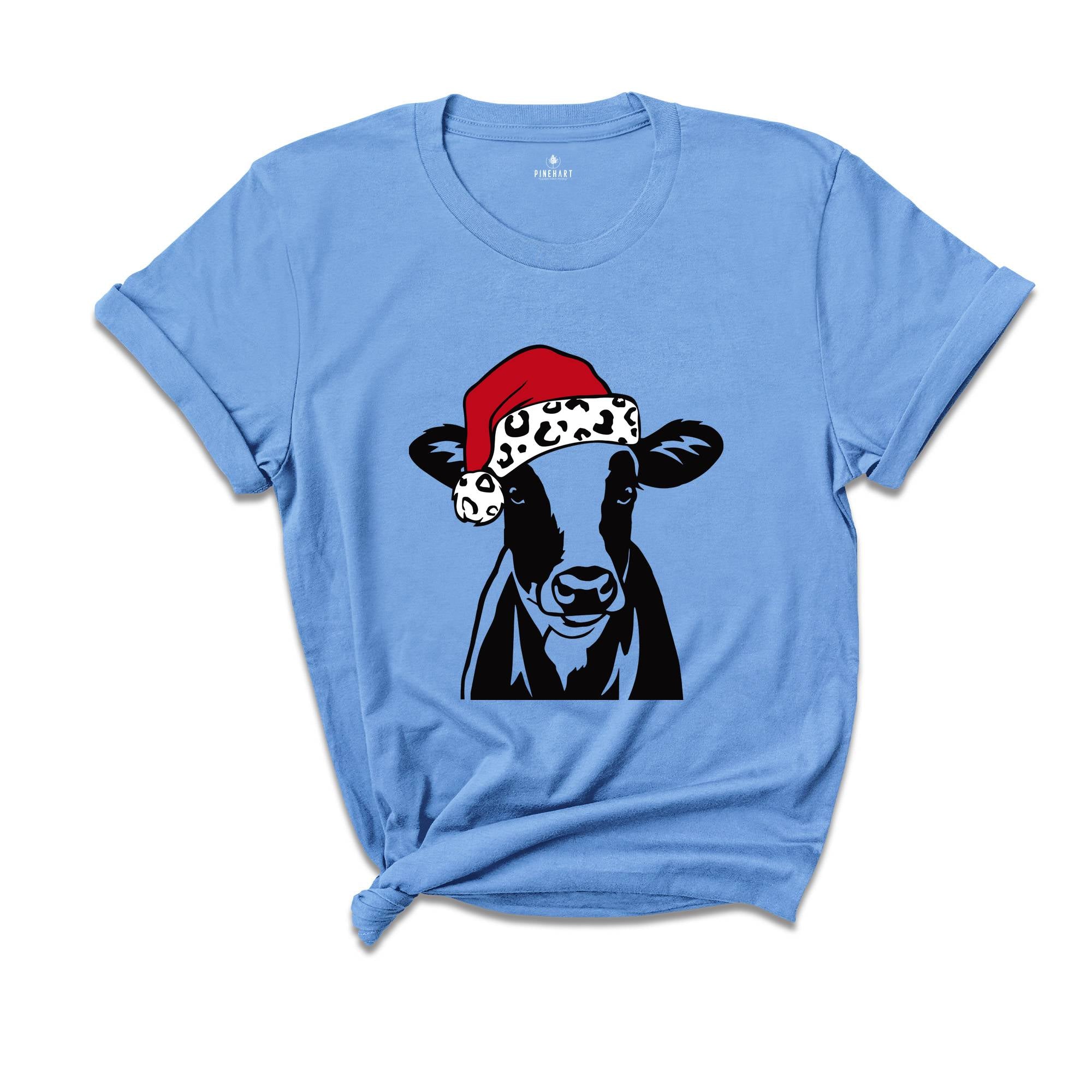 Christmas Cow Shirt, Funny Christmas Shirt, Animal Christmas Shirt, Santa T-Shirt, Holiday Apparel, Cow Xmas Shirt