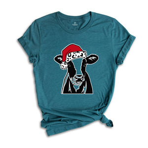 Christmas Cow Shirt, Funny Christmas Shirt, Animal Christmas Shirt, Santa T-Shirt, Holiday Apparel, Cow Xmas Shirt