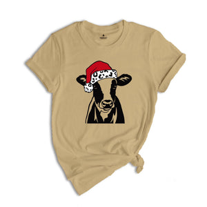Christmas Cow Shirt, Funny Christmas Shirt, Animal Christmas Shirt, Santa T-Shirt, Holiday Apparel, Cow Xmas Shirt