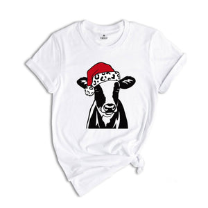 Christmas Cow Shirt, Funny Christmas Shirt, Animal Christmas Shirt, Santa T-Shirt, Holiday Apparel, Cow Xmas Shirt