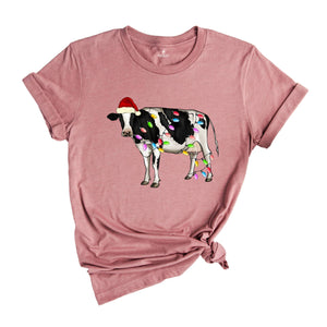 Christmas Cow T-Shirt, Festive Farm Animal Tee, Holiday Gifts For Cow Lovers, Farm Christmas Shirt, Cute Christmas Shirt