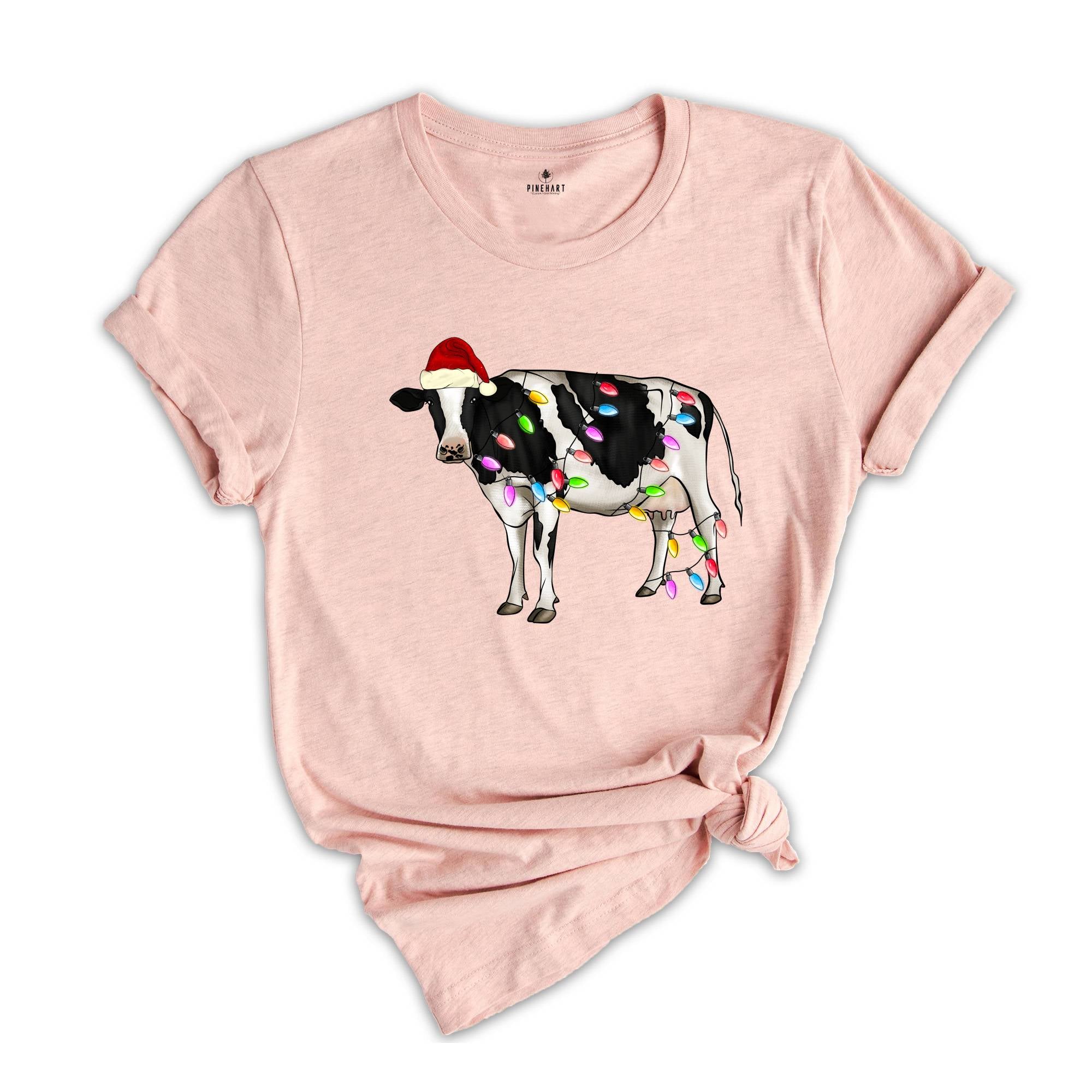 Christmas Cow T-Shirt, Festive Farm Animal Tee, Holiday Gifts For Cow Lovers, Farm Christmas Shirt, Cute Christmas Shirt