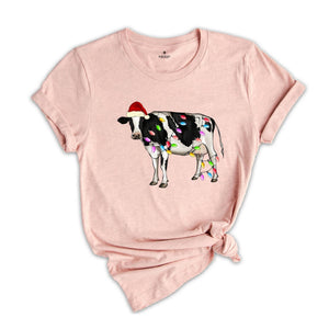 Christmas Cow T-Shirt, Festive Farm Animal Tee, Holiday Gifts For Cow Lovers, Farm Christmas Shirt, Cute Christmas Shirt