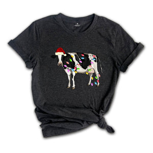 Christmas Cow T-Shirt, Festive Farm Animal Tee, Holiday Gifts For Cow Lovers, Farm Christmas Shirt, Cute Christmas Shirt