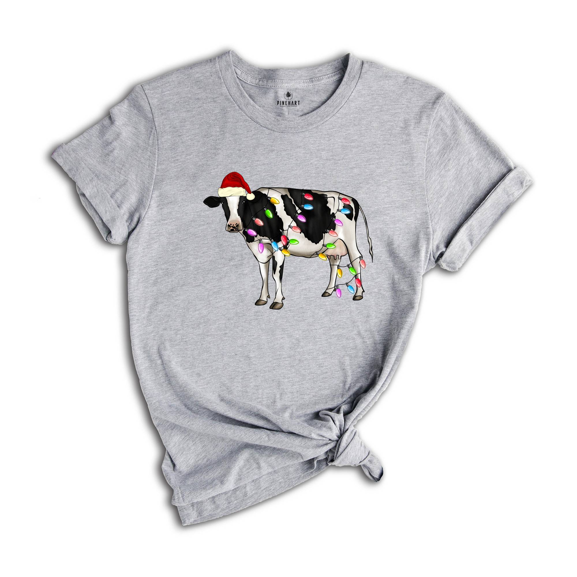 Christmas Cow T-Shirt, Festive Farm Animal Tee, Holiday Gifts For Cow Lovers, Farm Christmas Shirt, Cute Christmas Shirt