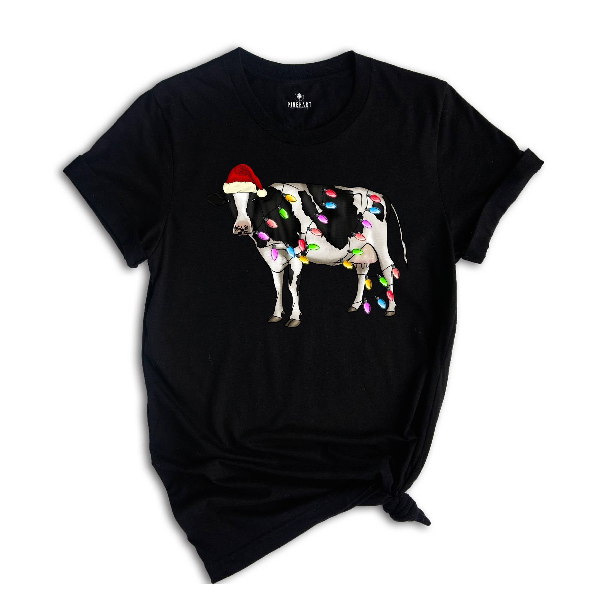 Christmas Cow T-Shirt, Festive Farm Animal Tee, Holiday Gifts For Cow Lovers, Farm Christmas Shirt, Cute Christmas Shirt
