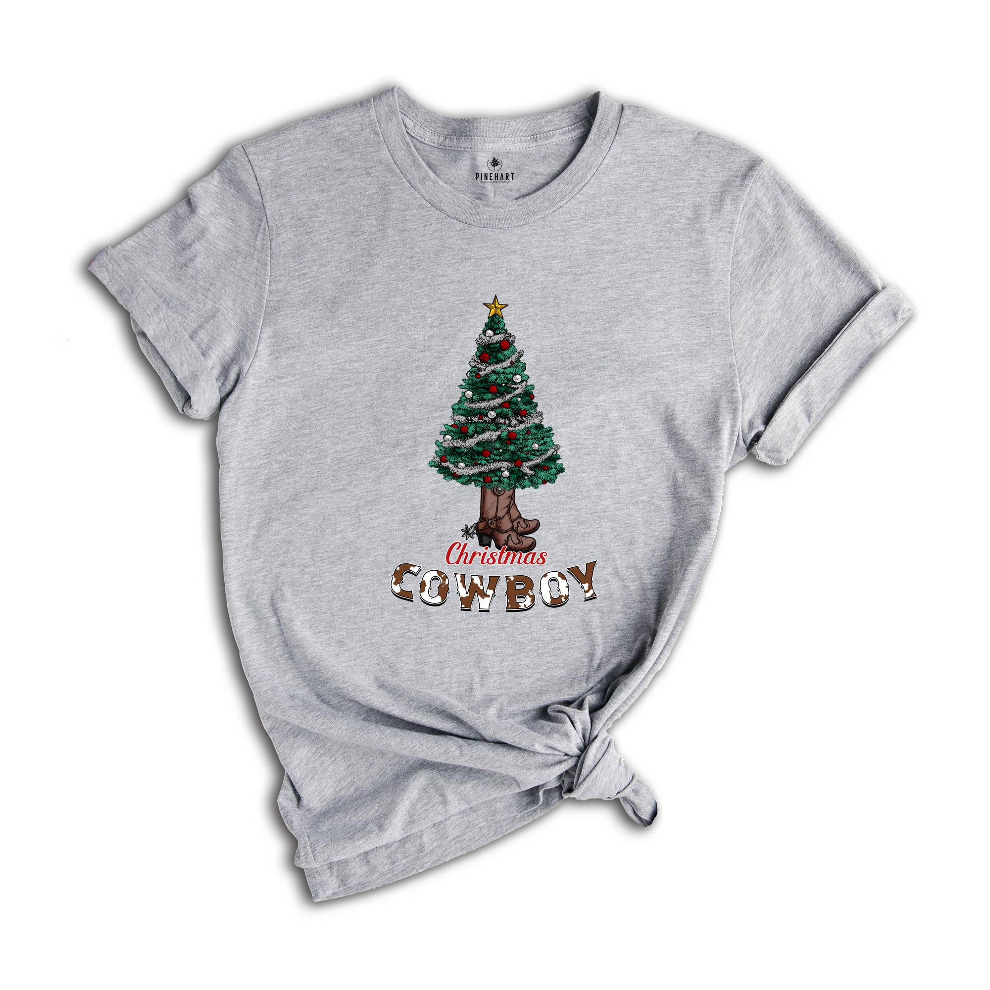 Christmas Cowboy Shirt, Western Christmas Shirt, Christmas Sweatshirt, Country Xmas Shirt, Christmas Tree Tee, Christmas Gift