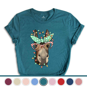 Christmas Donkey Shirt, Farm Animal Tee, Christmas Lights T-Shirt, Funny Animal Tee, Funny Christmas Gift, Humorous Xmas Shirt