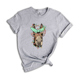 Christmas Donkey Shirt, Farm Animal Tee, Christmas Lights T-Shirt, Funny Animal Tee, Funny Christmas Gift, Humorous Xmas Shirt