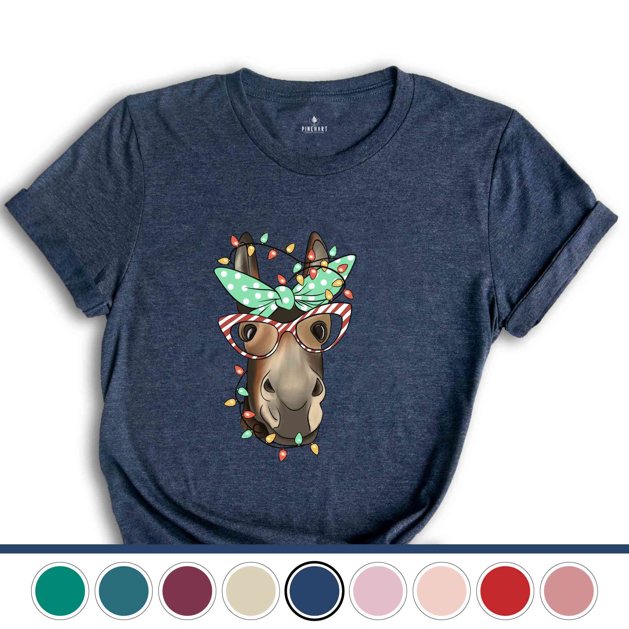 Christmas Donkey Shirt, Farm Animal Tee, Christmas Lights T-Shirt, Funny Animal Tee, Funny Christmas Gift, Humorous Xmas Shirt